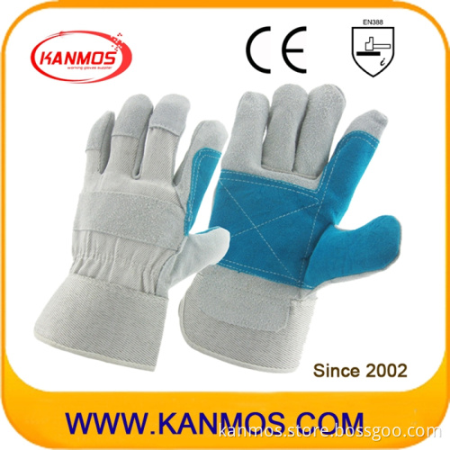 Double Palm Cowhide Split Leather Industrial Safety Work Gloves (11013)